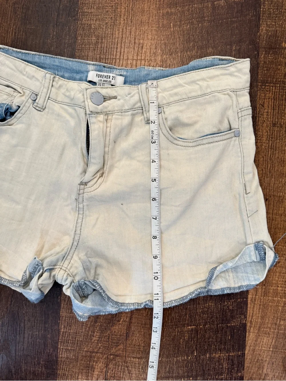 Forever21 white wash denim cuffed shorts